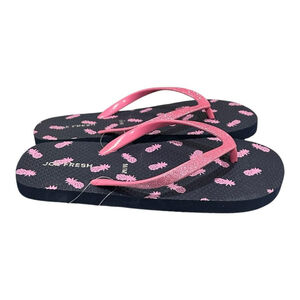 Joe Fresh Flip Flop Sandals Girls Size 10 Pink Pineapple Shoes Beach Summer